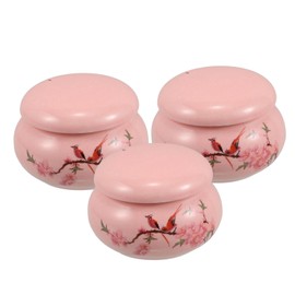 FRCOLOR 3pcs Mini Refillable Ceramic Jars for Travel Small Round Containers for Creams Lipstick and Blush Versatile Empty Sample Pots for Makeup and Herbal Ointments