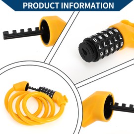 Hihaha Bicycle Lock with Lock Frame/Adjustable Bike Chain Lock for Mountain Bike Road Bike / 5 Digit Resettable Bike Cable Lock ABS PVC 133cm / 1Set Yellow