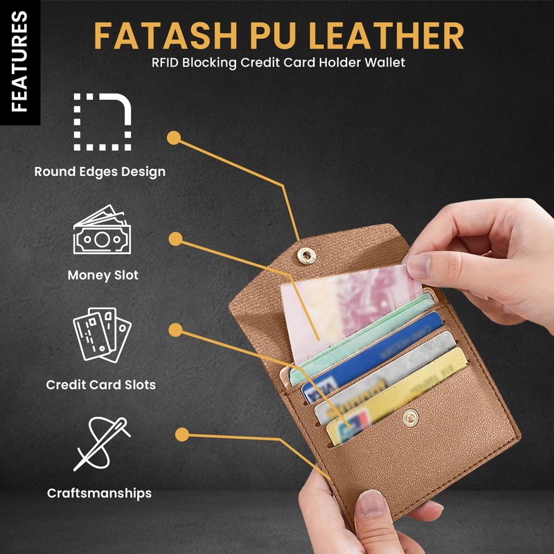 FATASH Women's Credit Card Holder: Slim, RFID-Blocking Envelope Design, Ideal