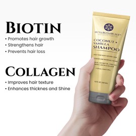Nuva Botanicals Coconut Shampoo and Conditioner, Vanilla Shampoo and Conditioner with Biotin and Collagen- Moisturizing Shampoo and Conditioner Set with Jojoba Oil, Argan Oil and Vitamin E(6.8oz each)