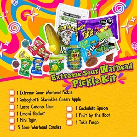 Extreme Sour Warhead Pickle Kit – Sour Pickle & Candy Kit to Unleash the Ultimate Sour Challenge!