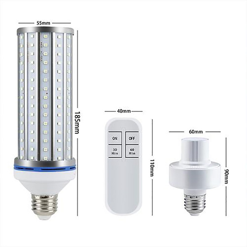 60W E27 UV Lamp UVC Cleaning Bulb with Remote Control