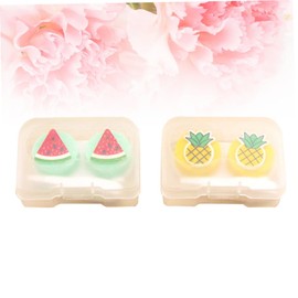 Healeved Portable Lens Case Holder Set 2pcs Cartoon Patterns Safe Storage Solution for Lenses on The Go Random Color