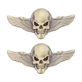 Pack of 2 Skull Emblem Car Sticker 3D Skull Badge Car Styling Sticker Accessories for Car Motorcycle (Copper)