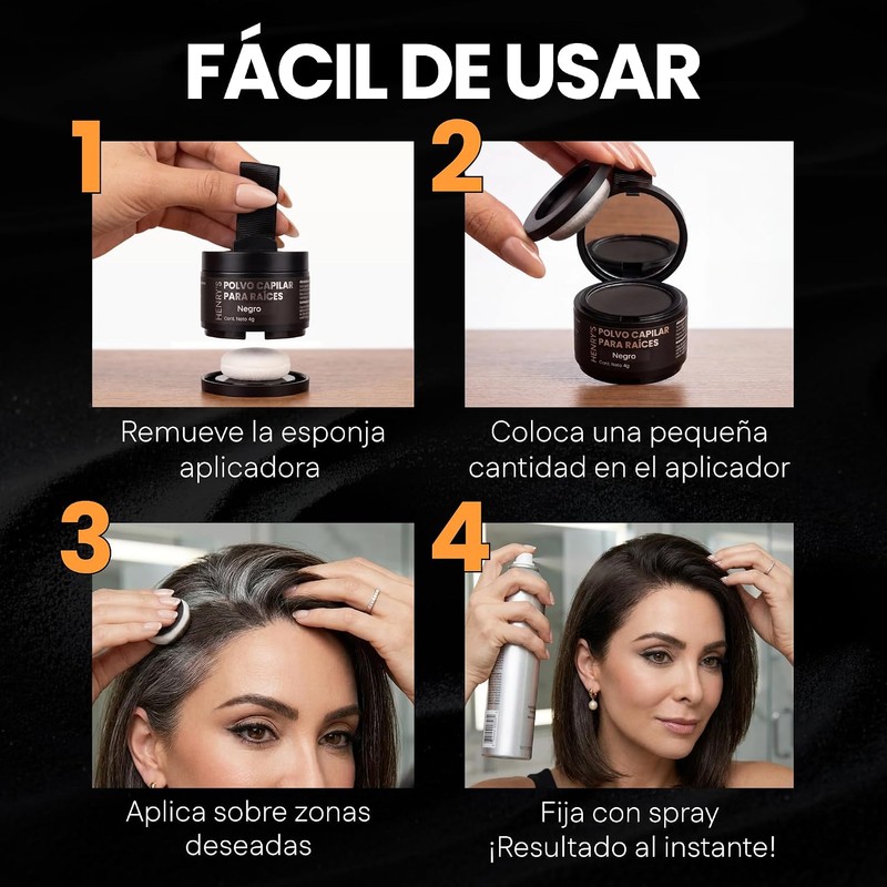 Polvo para Retocar Raíces Henrys Negro 4g – Volumen y