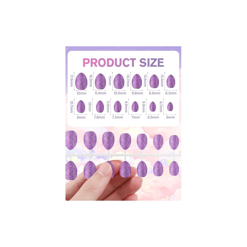 EBANKU 288 uñas postizas cortas, paquete de 12 uñas postizas