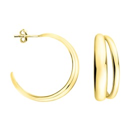 SOFIA MILANI - Women's Earrings 925 Silver - Double Stud Hoop Earrings, Yellow Gold