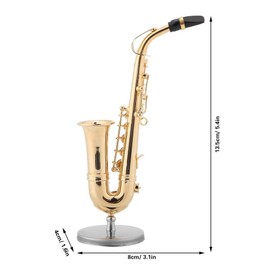Miniature Alto Saxophone Replica with Stand and Case Gold Plated Instrument Model Ornaments Top Grade Gift Mini Musical Instrument Model Golden Plated Musical Ornaments