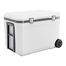 Happybuy 45QT Wheeled Portable Cooler – Lightweight Insulated Cooler with 60-Hour Ice Retention, Heavy-Duty Handles & Cup Holder, Ideal for Family Picnics, Camping & Long Trips
