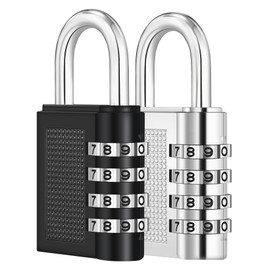 ZHEGE 2 Pack Combination Lock for Locker, 4 Digit Lock for School Gym, Sports, School & Employee Locker (Black & Silver)