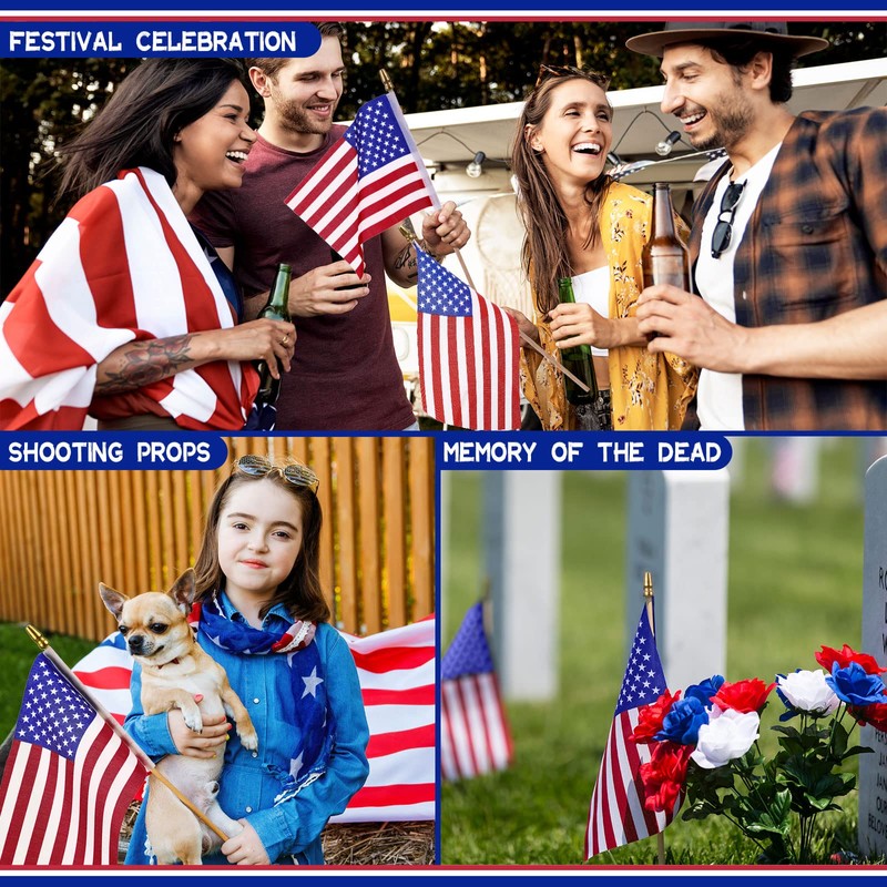 Shimeyao 450 Pcs Mini American Flags on Stick Bulk, 8x12