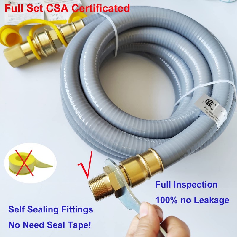 GRILLJOB 15FT 3/4" ID Natural Gas Hose with 3/4 Quick