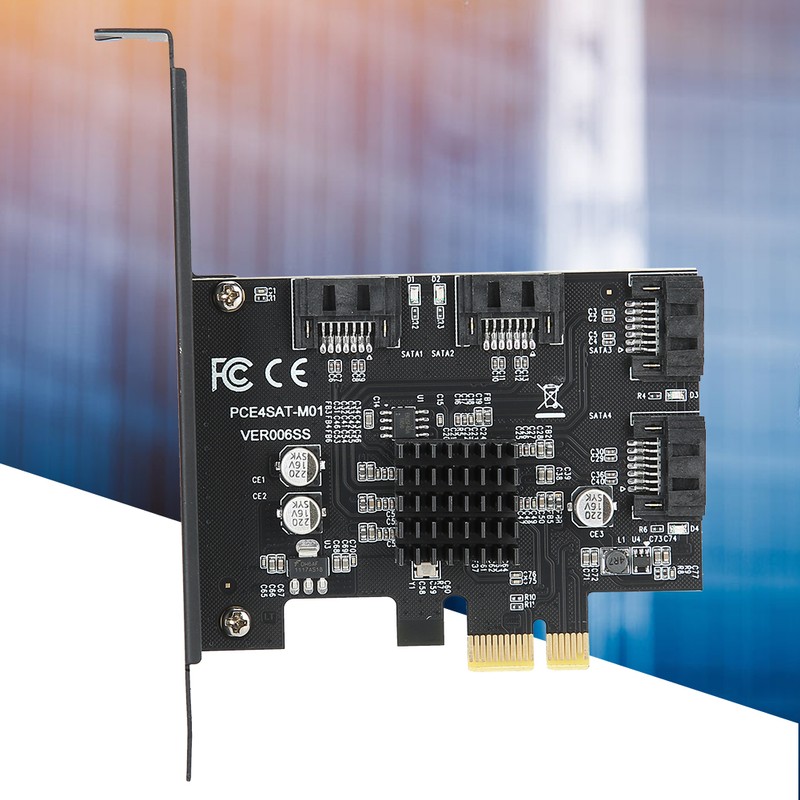 SATA3.0 to PCI E Expansion Card Black ABS 4 Port