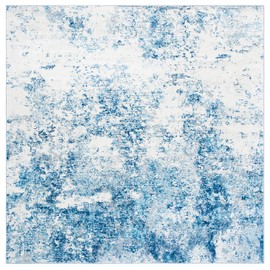 SAFAVIEH Brentwood Collection 4' Square Ivory/Navy BNT822B Modern Abstract Non-Shedding Area Rug