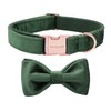 ARING PET Velvet Dog Collar-Christmas Bowtie Dog Collars, Soft&Comfortable Green