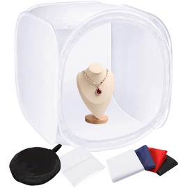 Photography Studio Softbox Lighting Tent 24"/60cm, Photo Light Box Shooting Tent with 4 Colors Backdrops Backgrounds, Foldable Light Tent with Carry Case for Video Shooting, Product Display