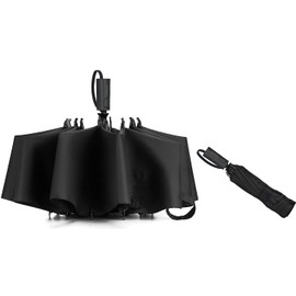 ACEIken Umbrella Reverse Close Folding Windproof Travel Umbrella - Compact and Portable for Easy Carrying with Auto Open-Close - for Men and Women-Black