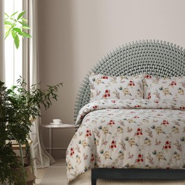 Tribeca Living Leilani Floral 170-GSM Flannel Oversized Duvet Set King Cream (LEILANIDUVKICR)