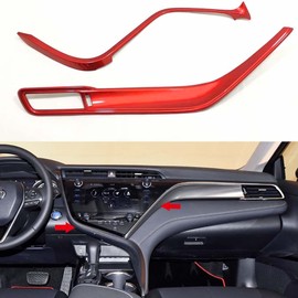 Kadore for 2018-2022 2023 2024 Toyota Camry Interior Center Console Strips Cover Trim Molding Red Accessories LHD 2-pc