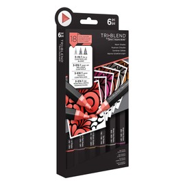 Crafter's Companion Spectrum Noir TriBlend Alcohol 3 blend Marker Pens-Warm Shades-Pack of 6