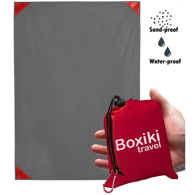 Boxiki Travel Compact Waterproof Pocket Beach Blanket Portable Lightweight Folding
