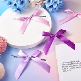 Elecrelive 30Pcs Purple Ribbon Bows Mini Christmas Bows Tiny Bows for Crafts, Mini Satin Ribbon Bows Bowknot Ornaments for Christmas Tree Gift Wrapping Home Wedding Decoration