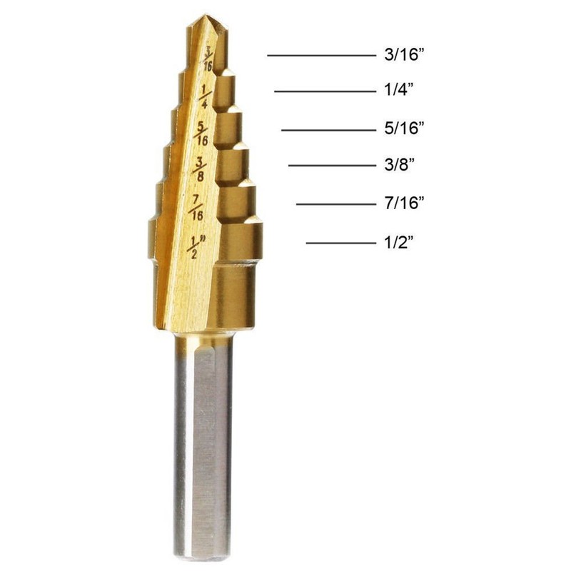 NUZAMAS 3 HSS Titanium Step Drill Bit Set with Automatic