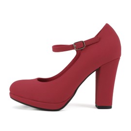 Soda “Ayden” ~ Women Mary Jane Ankle Strap Cushion High Heel Pump Shoe (Lipstick Nubuck, us_Footwear_Size_System, Adult, Women, Numeric, Medium, Numeric_11)