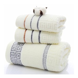 32-Strand Great Wall Bath Towel 100 Cotton Towel Bath Towel 3Pcs Premium Gift Set Hotel Spa Premium Bath Towel Towel (Color Marrón) (Beige)           