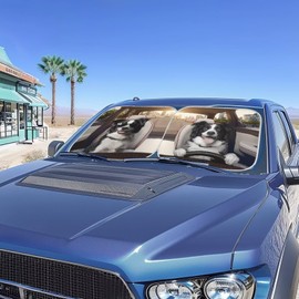 Renewold Border Collie Dog Animal Driving Car Front Windshield Sunshade Summer Block Sun Heat Sun Visor Shield Auto Accessories Interior Outdoor Window Shade Cover Foldable for Women Men Pack of 2 pcs