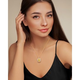 CDE Square Birthstone Pendant Necklace for Women, 18K Gold Plated I Love You Mom 925 Sterling Silver Necklace for Mom Mother's Day Birthday Anniversary Christmas Jewelry Gift for Mom Wife Grandma