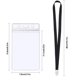 Lanyard with Card Holder 5 Sets Id Card Holders with Lanyard, Premium Soft Lanyards for Neck Badge Lanyards with Mental Clip, for Keys USB ID Card Phone Detachable Waterproof Transparent Badge Holder