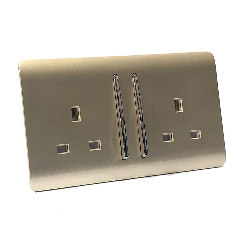 Trendi Switch 2 Gang Artistic Modern Glossy 13 Amp Electrical