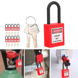 Lockout Lock, 38mm Lock Out Tag Out Padlocks, 10 Sets Padlocks with Keys, Industrial Engineering Security Padlock (Red)