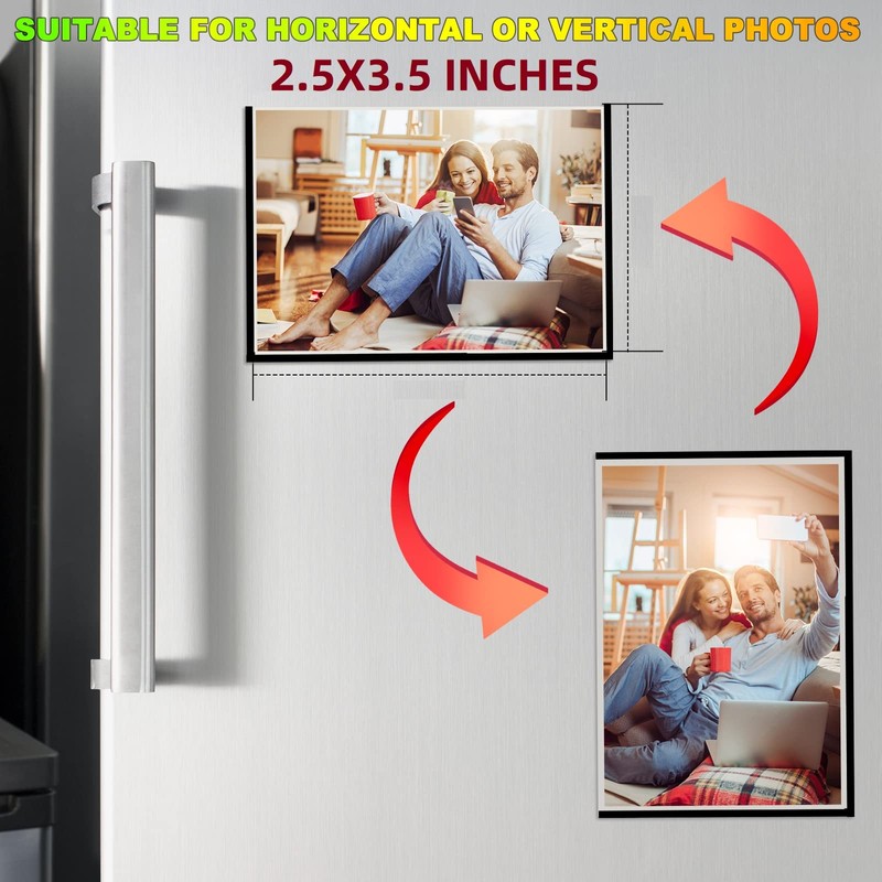 CHUNNIAO Magnetic Picture Frame 2.5X3.5,Black 10 Pieces,Wallet Size Photo Magnets