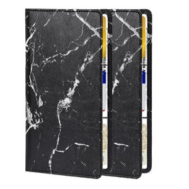 TILDOSAC 2Pack Leather Car Registration and Insurance Card Holder, Car Document Holder for Cards License with Magnetic Shut (Marble Black)