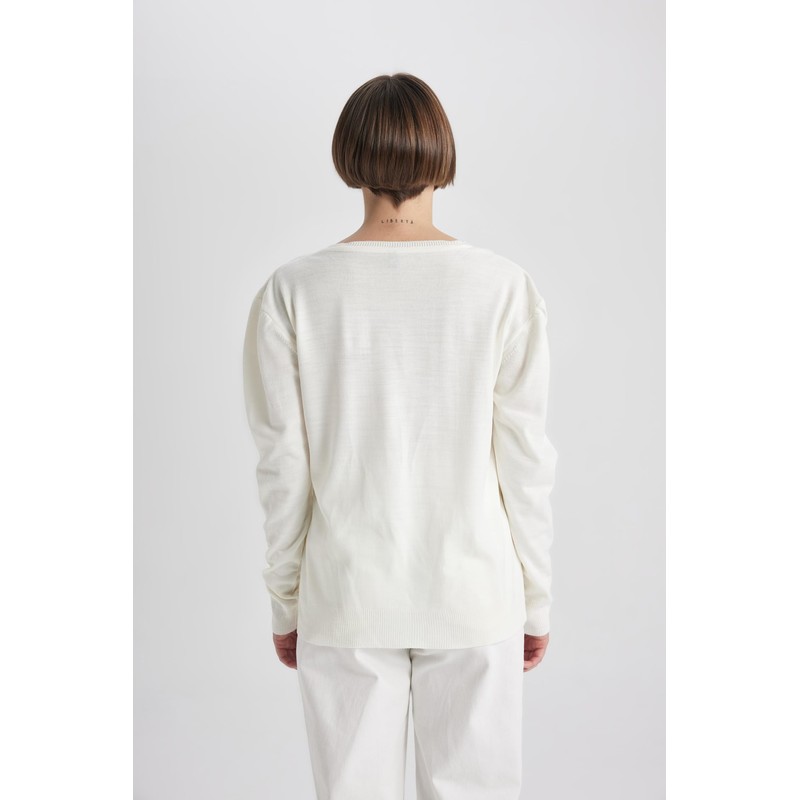 DeFacto Women's T-Shirt, ecru