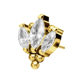 PIERCINGLINE Titanium attachment with push pin lotus flower and balls without labret stud piercing ear nose choice of colours, Titanium