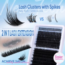 Thick Lash Clusters with Bottom Lashes, 160D+260D Cluster Eyelash Extensions 3D Volume Individual Lashes Wispy, 12-22mm Long Cluster Lashes Mega Dramatic Full Look Strip Lash Extension by CORUSCATE