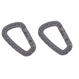 Set of 2 Plastic Carabiner D-Shape - Lightweight & Robust | Molle Carabiner Hooks for Backpack, Camping, Hiking, Outdoor | 8.5 cm | Maximum Load 12 kg | Not for Climbing (Grey)