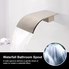 AZOS High Flow Tub Spout Wall Mounted Bathtub Faucet Filler Waterfall Spout for Bathroom Sink and Tub Shower, Tub Waterfall Sprayer Brushed Nickel