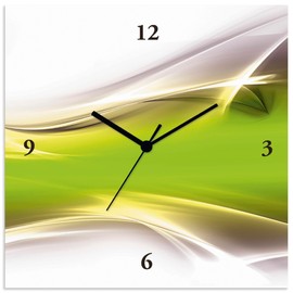 ARTLAND T9HZ Wall Clock without Ticking Noises Aluminium Radio-Controlled Clock 30 x 30 cm Square Silent Design Abstract Art Modern Unusual Creative