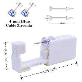 112 Pcs Ear Piercing Kit | Disposable Ear Piercing Gun Kit | Self Ear Piercer Kit with 100 Pcs Clear Invisible Earring (Blue)