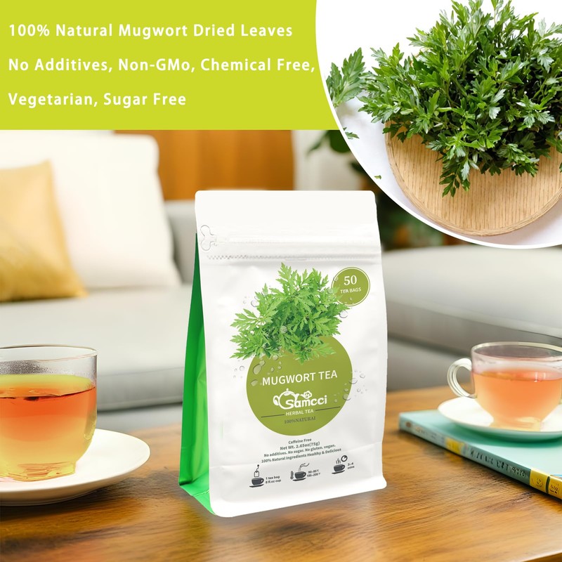 Samcci - Mugwort Tea Bag, 50 Teabags - 100% Natural