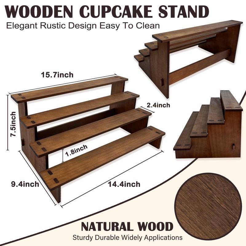 Umgozrz Wooden Cupcake Stand 4 Tier Cupcake Stand Cupcake Holder