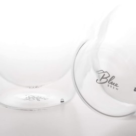 BLUE BREW , 2 PC Set of 12 Oz Double-Walled Insulated Glass Mug, 12 oz, Clear