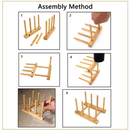 Castuvy 2 Pcs Household Kitchen Natural Bamboo Drain Dish Rack, Multifunctional Cup and Book Storage Rack, 8"(L) x 4.5"(W) x 4.2"(H), 6"(L) x 4.5"(W) x 4.2"(H)