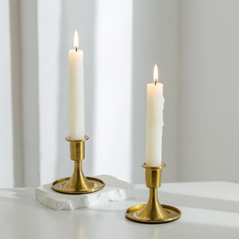 Romadedi - Candelabros dorados para velas – Candelabros de latón para mesa de boda, mesa de centro de mesa, decoración festiva de Navidad, decoración del hogar, juego de 2