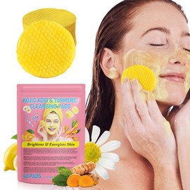 2Pack Kojic Acid and Turmeric Pads Turmeric Cleansing Pads Helps Balance Skin Oil And Water, Exfoliating, Acne Scars, Unclog Pores, for Dark Spots Dull Skin, Turmeric Kojic Acid Pads