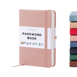 Beechmore Books A6 Password Keeper Book with Alphabetical Tabs - 4.1x5.8" Vegan Leather Hardcover Passcode Book with 120gsm Pages for Internet Log In, Usernames - Password Manager Notebook with Box (Rose Wood)